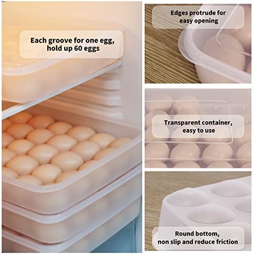 Држач за јајце на пигеру за фрижидер ,, пластични ѓаволски контејнери со јајце со капаче за 90 јајца, чист фрижидер за складирање на јајцето,