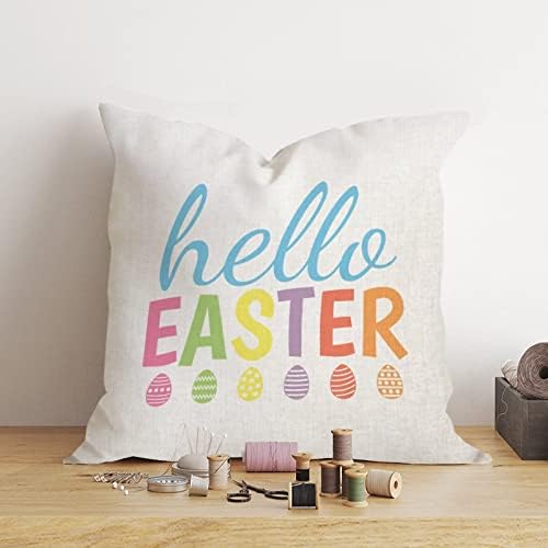 Здраво Велигденски Велигденски фрлање перница за капаци на облик на зајаци, пролетен декор, цвеќиња Перница, плоштад декорт, перница со патент