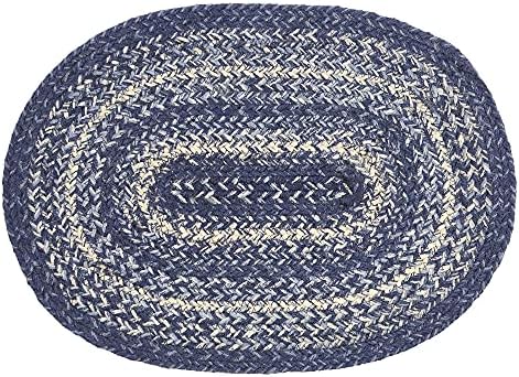 VHC Brands Farmhouse Great Falls Blue Table PlaceMat, Blue White, мешавина од јута, правоаголник, 10x15 инчи