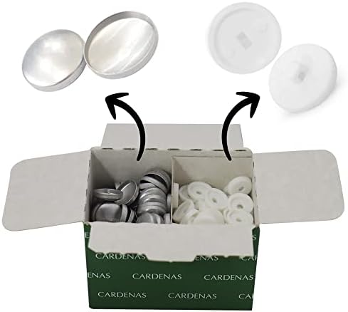 Кардена - Пакет од 144 копчиња за самото покритие Алуминиум - Копче за ткаенина DIY - Копчиња за облека - Копчиња за шиење, пластични
