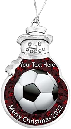 Фудбалска црвена позадина Среќна Божиќна сребрена украс подарок снежен човек од снегулка од снегулка Изберете го вашиот текст