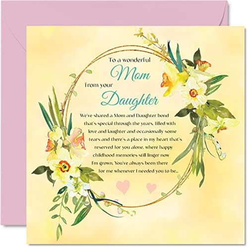 Работи4 Традиционална роденденска картичка за мајка од ќерка, прекрасна класична цветна букет Мајки за картички за мајки за мајка, 5,7 x 5,7 инчи