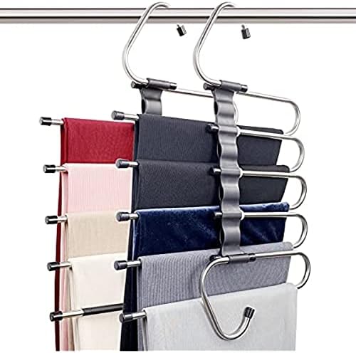 Меџик панталони закачалки за заштеда на простор - 2 пакувања за плакари повеќе слоеви мултифункционални употреби на решетката