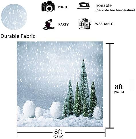 Смешно 7x5ft Зимска снежна фотографија позадина на чудо -земја за чудо забава во позадина Снегулки од бор, борово дрво сјај, бок -зимзејник,