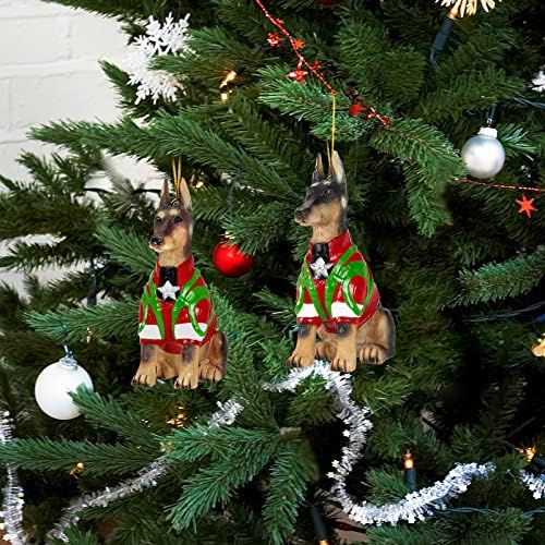 Орнаменти од кучиња Каи за новогодишна елка, Доберман, Божиќен украс, Божиќни украси за подароци за lубители на кучиња, подароци Доберман