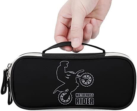 Motorcross Rider Printed Pencil Case Bag Candery Pouch со рачка преносна организатор на биро за торби за шминка