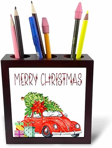 3дроза Среќен Божиќ Црвен Автомобил Со Елка И Подароци-Држачи За Пенкало За Плочки