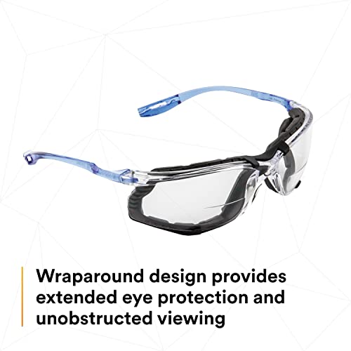 Безбедносни очила од 3М со читатели, 2,5, Virtua CCS, ANSI Z87, анти-магла, чисти леќи и рамка, сини раце, систем за контрола на приклучокот
