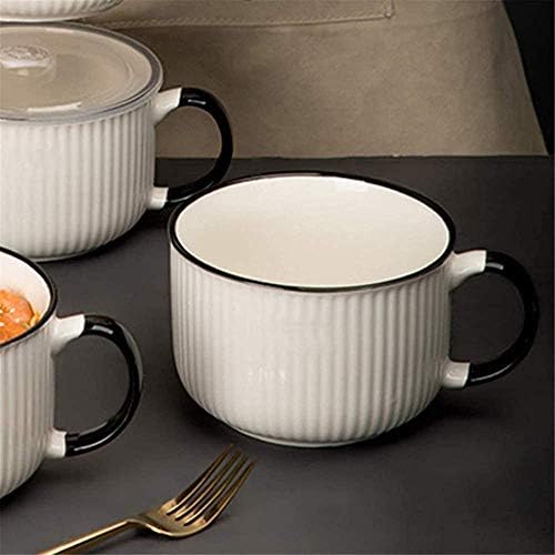 Керамички јапонски раменски садови сет, чинија од супа од 50 мл со лажици за капаци, големи длабоки внатрешни чинии за супа, тестенини,