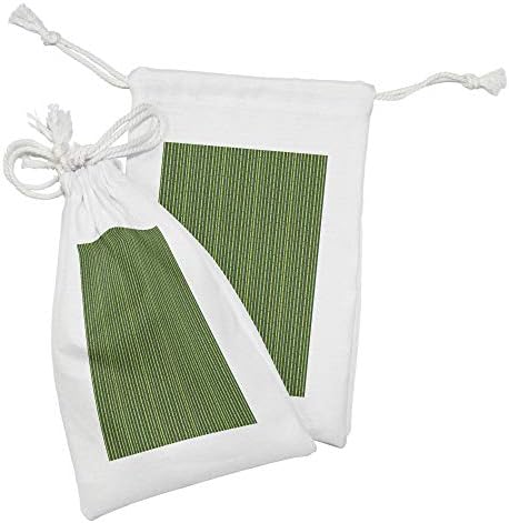 Зачудувачки сет на зелена ткаенина од 2, тропска егзотична природна шема на бамбус стебла, мала торба за влечење за маски и фаворити