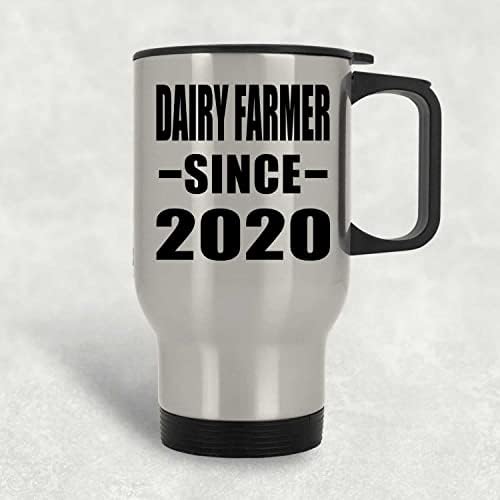 Дизајнифицирај млечни земјоделец од 2020 година, сребрена кригла од патувања 14oz не'рѓосувачки челик изолиран гулаб, подароци за роденденски