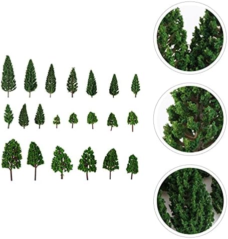 Клипд биро декор Зелено мини дрво сет 22 парчиња архитектонски пејзаж модел дрвја саксии бонсаи занает микро -пејзаж DIY декор за сценографија