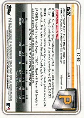 2020 Bowman Chrome Draft BD-65 Oneil Cruz RC RC Dookie Pittsburgh Pirates MLB Baseball Trading Card