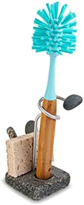 Seponge Sponge и држач за четкички од морски камења - Лесен за употреба на една рака грабна - модерен компактен дизајн на кујната - направен во