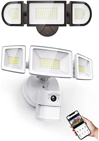 Onforu 55W Floodlight Camera 1080P HD & 100W LED безбедносни светла на отворено, безбедносна камера од 6200lm, светлосна камера на поплави на