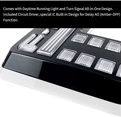 Keeforthewin LED предните странични странични маркери на Fender се вклопуваат за додатоци на Ford F150 Raptor 2021 со сигнал за секвенцијално вртење на килибар/светла за бело дневно т?