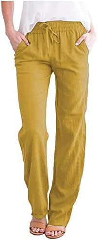 Памучни постелнини во Вокачи, панталони за лепење на еластични џебови од половината, високи постепени лабави панталони панталони за жени