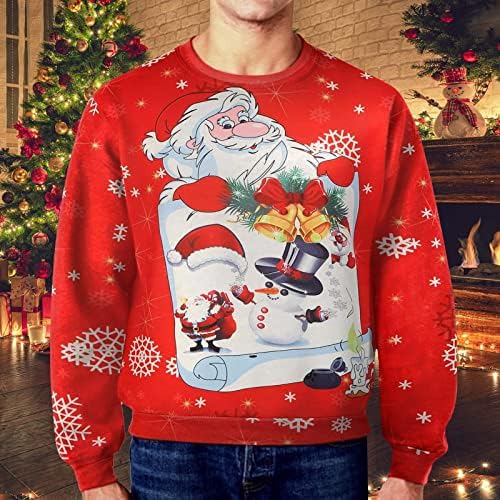ЗДДО Грд Божиќен Џемпер ЗА Мажи, 3Д Смешни Божиќни Дедо Мраз Отпечатени Зимски Дуксери Со Пуловер Со Долги Ракави