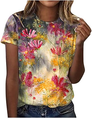 Глуварче диви цвеќиња Дејзи, цветни графички кошули за жени со кратки ракави, блузички блузи блузи маици дами Hz