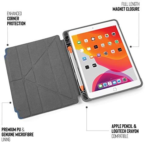 Пипето iPad 10.2 инчи случај 2019 7 -та генерација | Шокпроизводен TPU оригами покритие со држач за моливи на Apple | морнарица