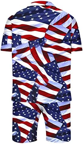 Американско копче со знаме нагоре кошула маички маички 2 парчиња Денот на независност на кратки комплети облеки Поло САД ракав