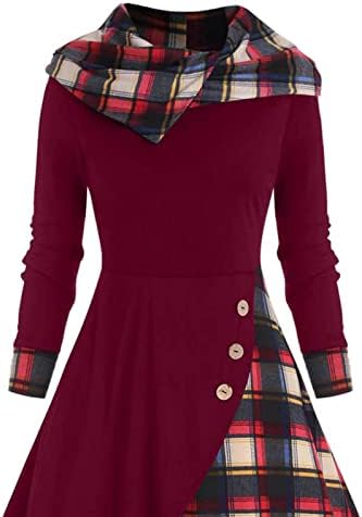 Облечи дами зимски есен 2023 година лизгачки ракав Кордур Викторија готска маица карирана качулка фустан за тинејџерки 1м