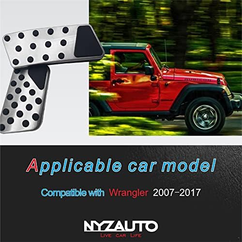 Nyzauto компатибилен со влошки за педали кои не се лизгаат на нозе Jeep Wrangler 2007-2018 JK JKU, без капаци за педали за алуминиум за дупчење