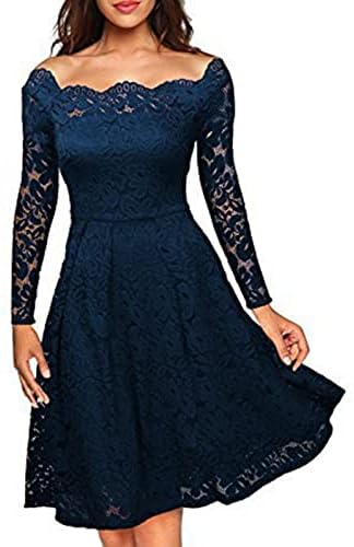 Фустан со краток ракав, женска обична фасија цврста боја без широко распространетост на половината со долги ракави со голема чипка за замав