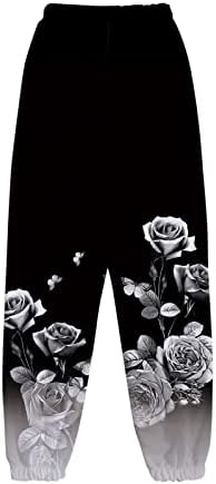Женски џемпери кои трчаат спортски панталони удобни тренингот со високи половини, атлетски салон џогери печатени панталони со џебови