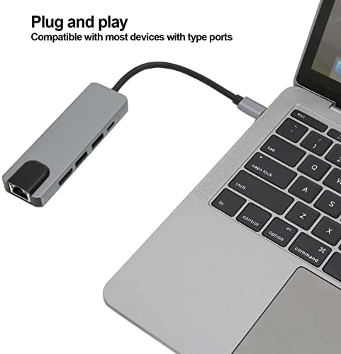 USB C Hub, 5 ВО 1 USB 3.0 87W Pd Брзо Полнење GIGABIT ETHERNET USB ДО Мултимедијален Интерфејс СО Висока Дефиниција USB C Адаптер За Патување