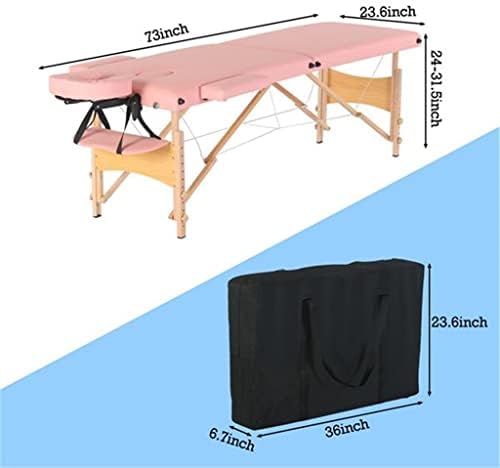 ZSEDP масажа за масажа кревет 2 делови преклопување бука нога 186x60x60cm Висина прилагодлива разноврсна преносна розова/бела боја