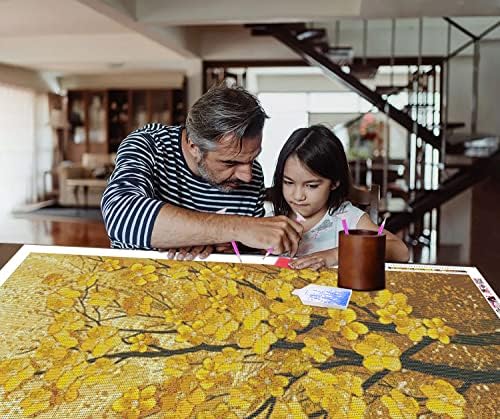 Zgmaxcl дијамантски сликарство DIY за возрасни деца околу целосна вежба златно дрво Gemиден декорација wallиден декор 59,1 x 23.6inch