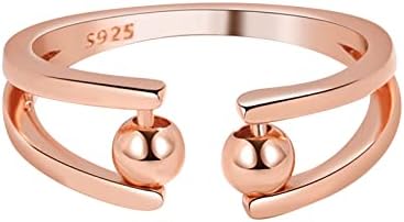 Денот на в Valentубените присутни S925 прилагодлив вртливиот сребрен прстен со отворен монистран прстен за прстен на прстенот на прстенот 2 парчиња