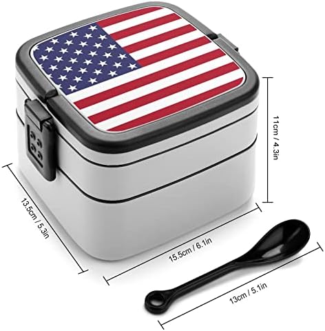 Знаме На САД Смешни Сите Во Една Бенто Кутија Ручек Контејнер Со Лажица За Патување Работа Пикник