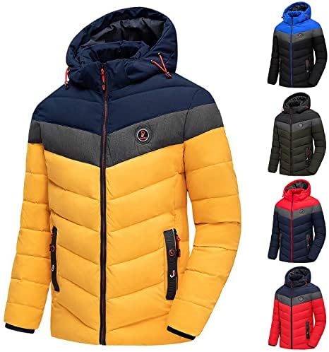 PMUYBHF Менс изолирана јакна со качулка со качулка со качулка, топла зима надолу јакна на отворено спортски палта
