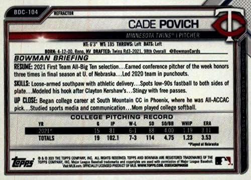 2021 Bowman Chrome Draft Refaftor BDC-104 Cade Povich RC Rocie Minnesota Twins MLB Baseball Trading Card