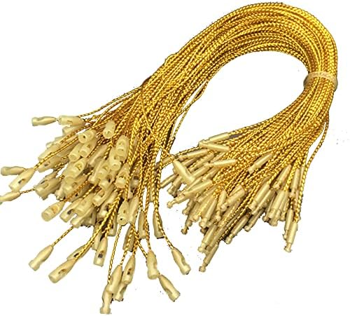 Орнаменти од 200pcschristmas hanger string, златна лента украсна кука јажиња прецизни жици со прилепување заклучувајќи за Божиќни украси