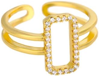 Оилма циркон круг Отворени прстени за жени кристално злато прсти прилагодлив прстен за венчавки за вineубените накит-89932