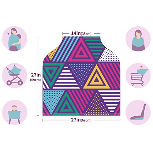 Бебе седиште за автомобили ги опфаќа шарените триаголници шема на точки шарени медицински сестри покритие за доење на шамија за шамија