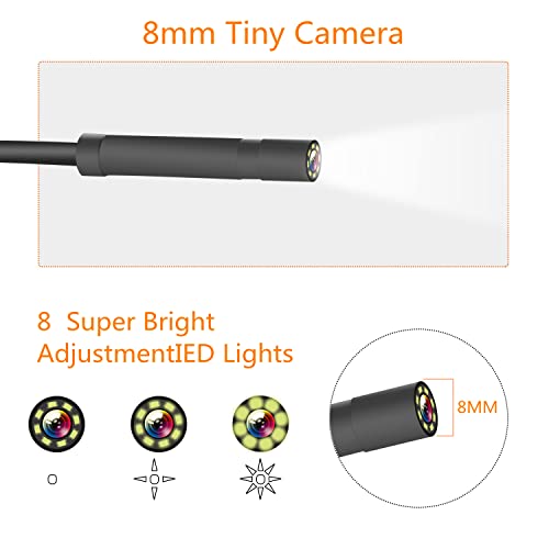 Индустриски Camerоскоп Камера 5м/16.4 Стапки Борескоп 4.3 Инчен Лцд Екран 1080п HD Змија Камера СО LED Светлина, Полу-Крути Кабел,
