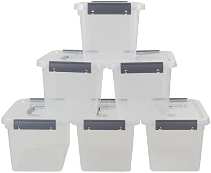 Несмилерс 6 Пакувања Пластични Кутии За Складирање, Мали Јасни Канти Со Капаци, 6 Литри