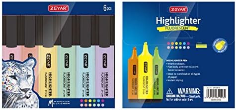 Зејар Хајлајтер, пастелно бои со врвови со врвови, пенкало, АП сертифицирани, разновидни бои, базирана на вода, брзо суво