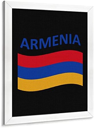 Знаме на Ерменија тркалезна дијамантска сликарство за цртање комплети со рамка за занаетчиски занаети за украси за домашни wallидови