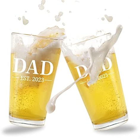 Futtumy Тато Est 2023 Пиво Стакло, Тато Пиво Подароци За Мажи Татко Татко Нов Татко Сопруг Степдад, Тато Пиво Пинт Стакло За Божиќ Роденден
