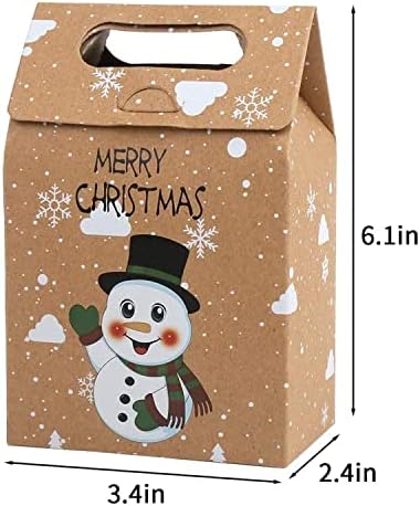Кеси За Божиќно Уживање, 24 парчиња Торби За Подароци Од Крафт Хартија За Божиќна Забава За Пакување Подароци