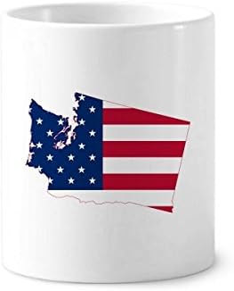 Мапа на Вашингтон Америка мапа starsвезди ленти знаме за заби за заби држач за пенкало кригла керамички штанд -молив чаша