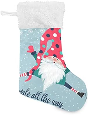 Алаза Божиќни чорапи Божиќни смешни гноми класични персонализирани големи декорации за порибување за семејни сезонски празници за
