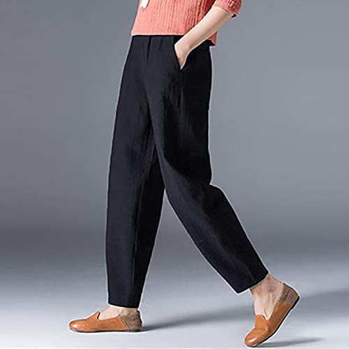 ДСОДАН КАПРИ Панталони за жени, еластичен харем со висок половината Широк нога Палацо Јога Каприс удобен моден молив со молив со џеб