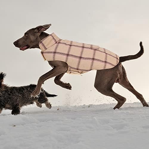 Карирано кучиња од руно елек, реверзибилна облека со топло кучиња, зимско кучиња палто за ладно време, кучиња руно јакна со џебови, џемпери