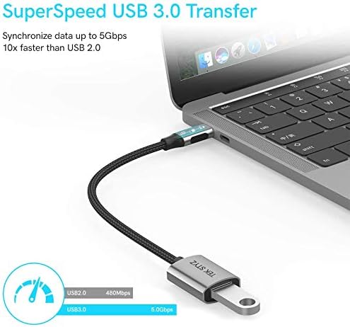 Адаптерот TEK Styz USB-C USB 3.0 работи за Samsung Galaxy S21 Ultra OTG Type-C/PD машки USB 3.0 женски конвертор.